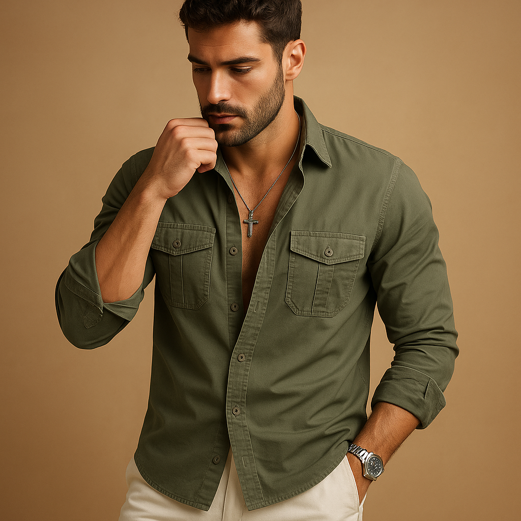 Classic shirt with lapel collar for men | Sebas