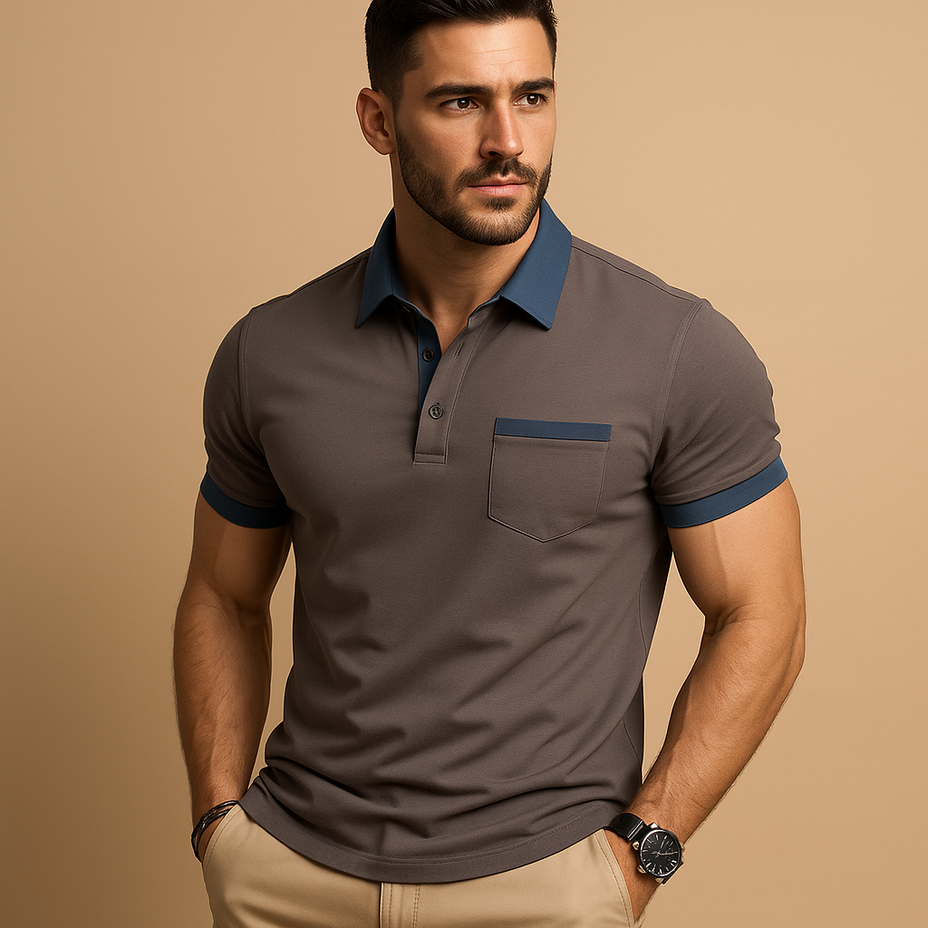 Classic short sleeve polo shirt with button closure for men | Victor