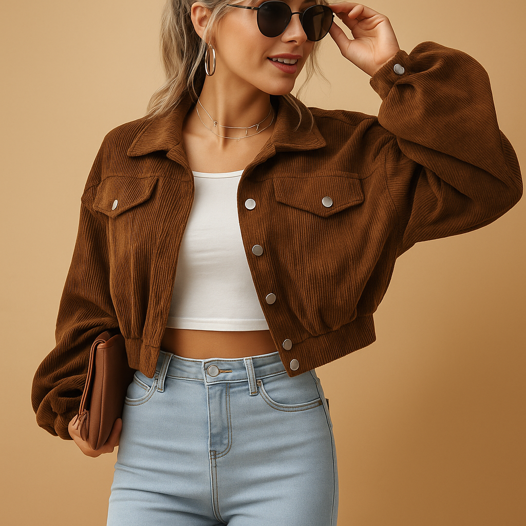 Corduroy cropped jacket for women | Felicity