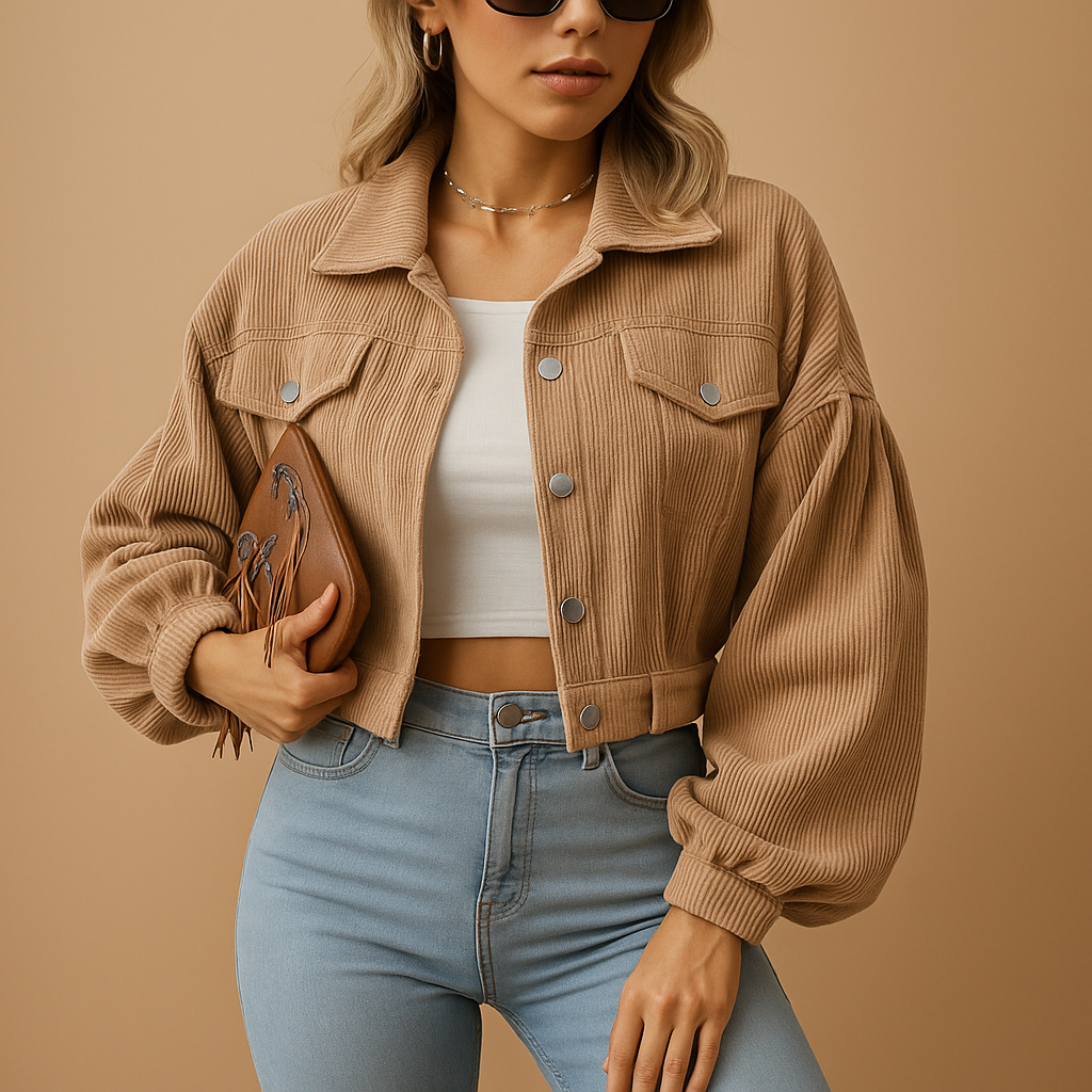 Corduroy cropped jacket for women | Felicity