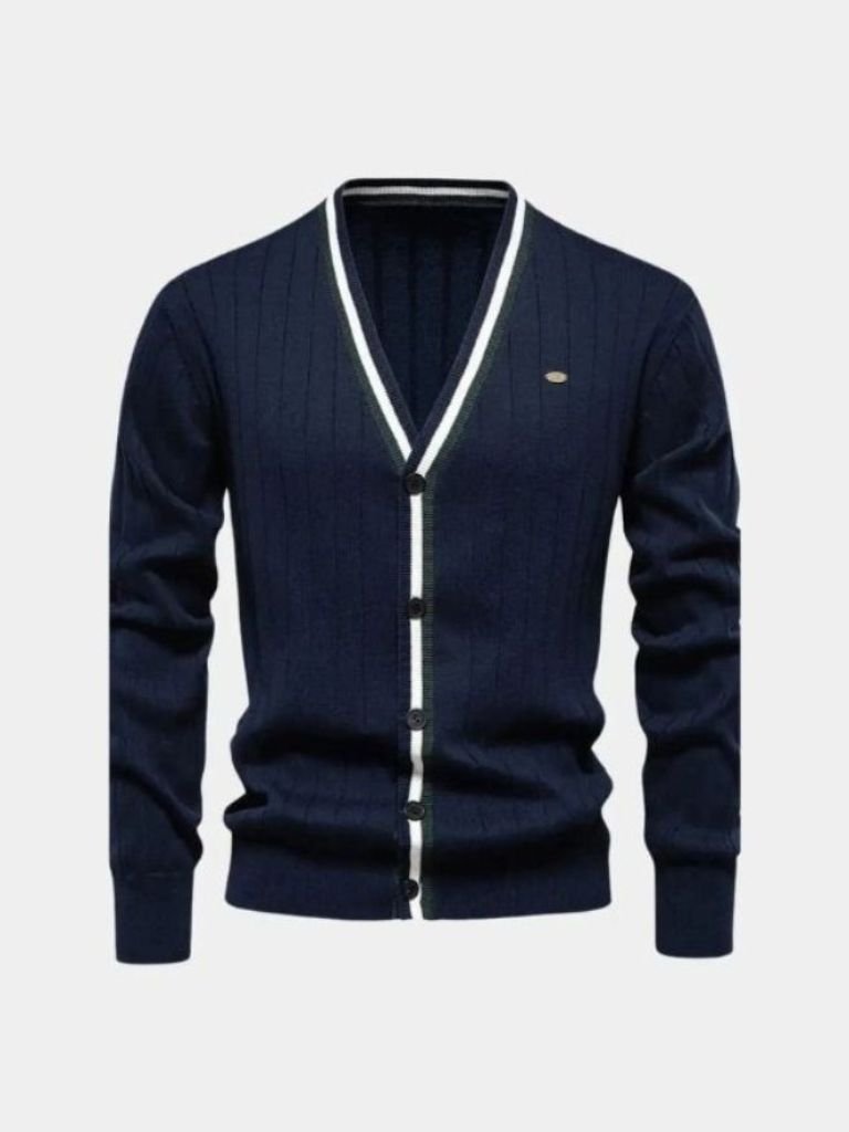 Cotton Button-Up Cardigan Sweater for Men