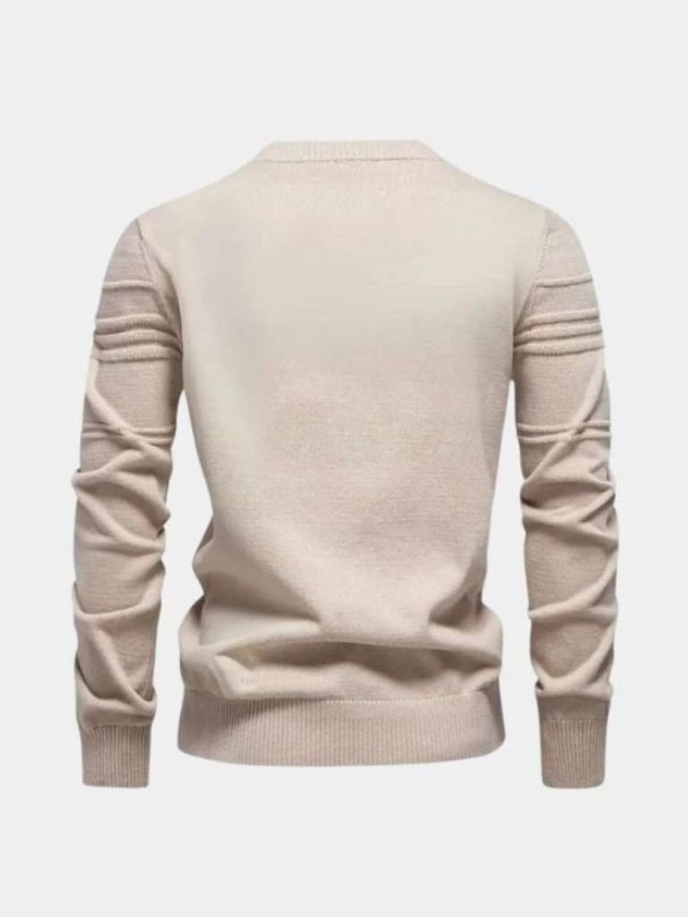 Cotton Knitted Stripped Crew Neck Pullover Sweater for Men