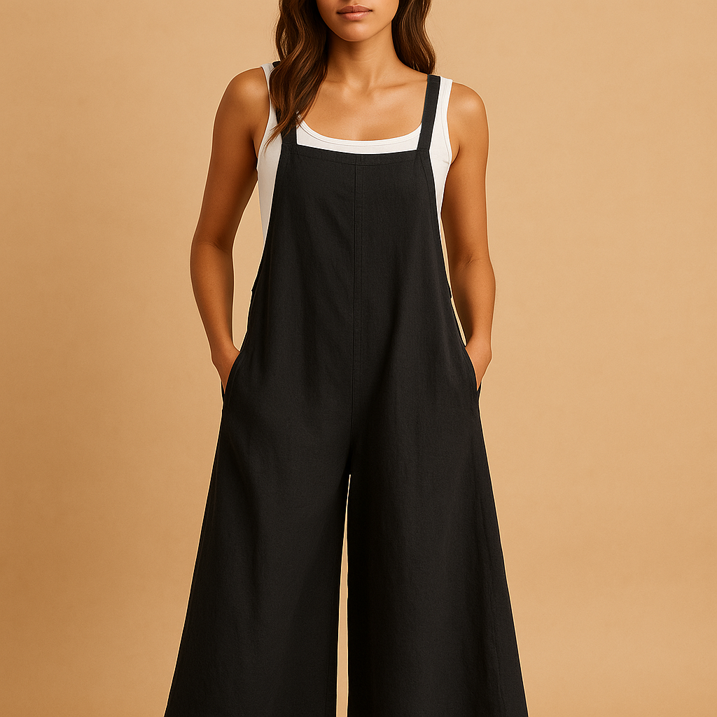 Cotton-linen wide-leg summer jumpsuit for women | Isla