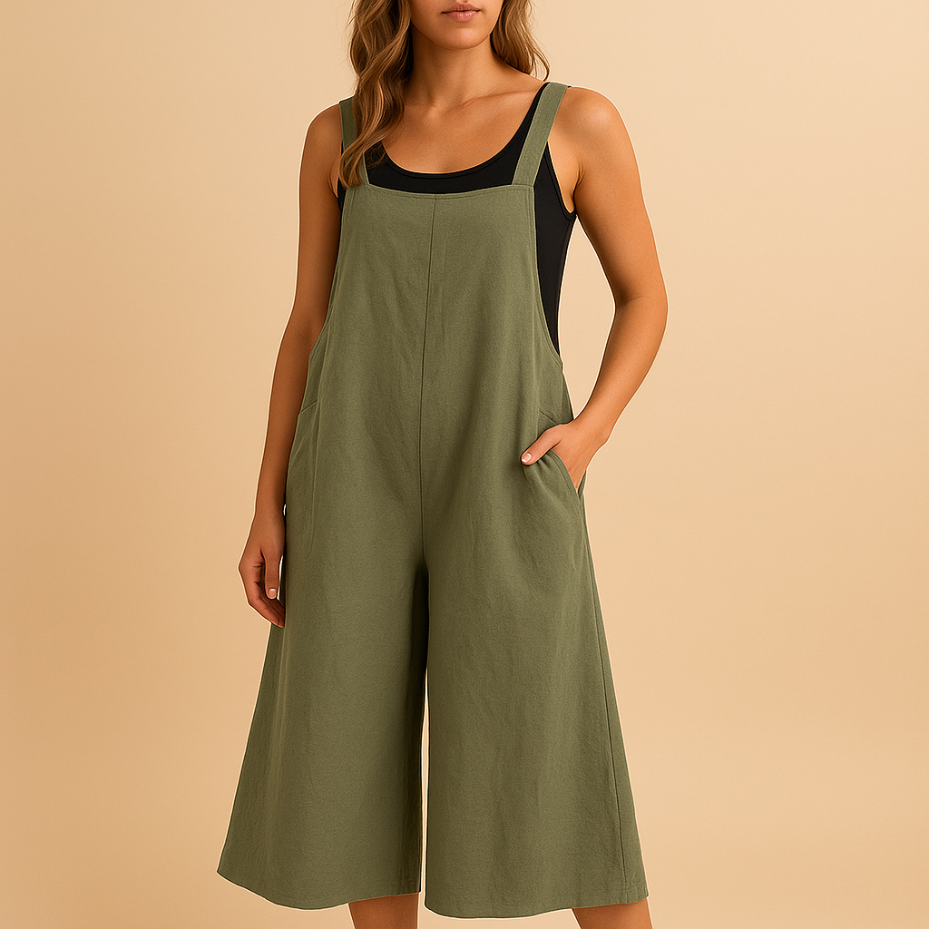 Cotton-linen wide-leg summer jumpsuit for women | Isla