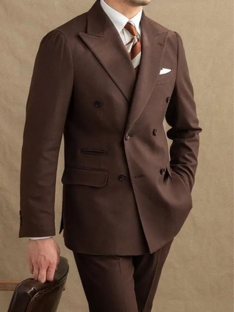 Dark Brown Garbadine Suit for Men