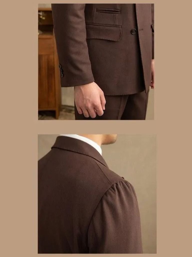 Dark Brown Garbadine Suit for Men