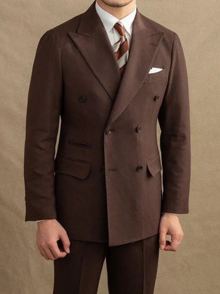 Dark Brown Garbadine Suit for Men