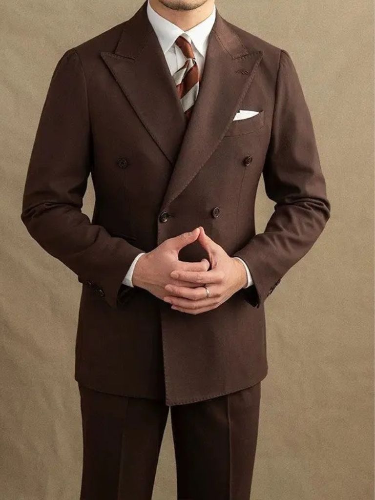 Dark Brown Garbadine Suit for Men