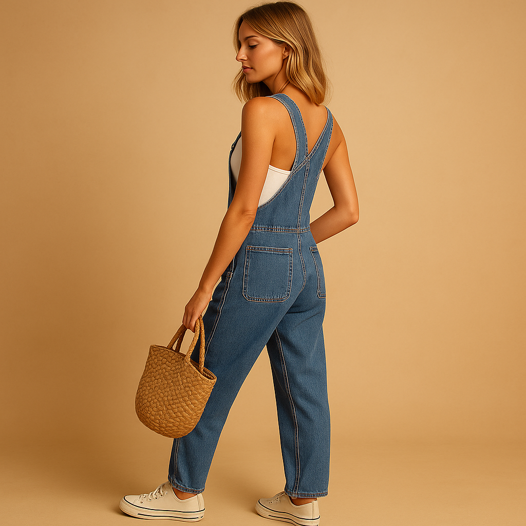 Denim dungaree with adjustable straps for women | Harper