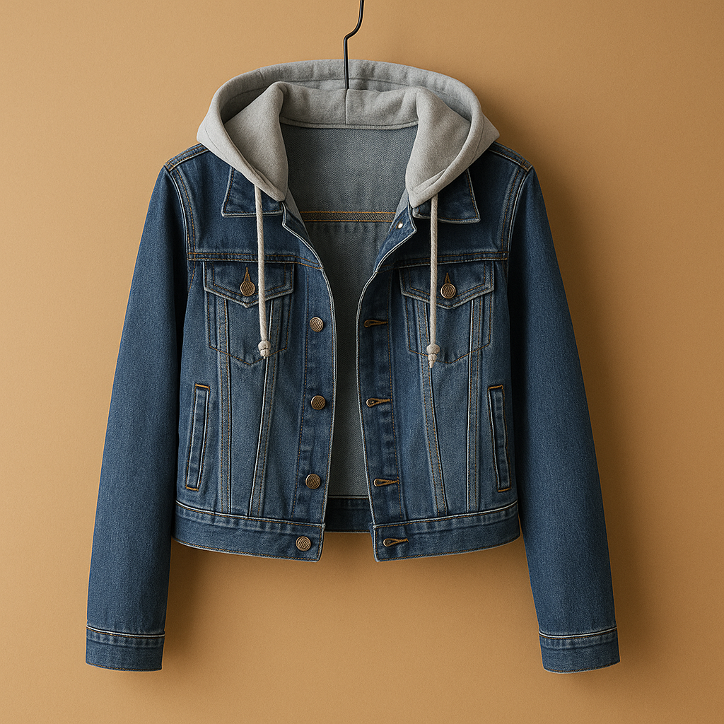 Denim jacket with hood for women | Harper