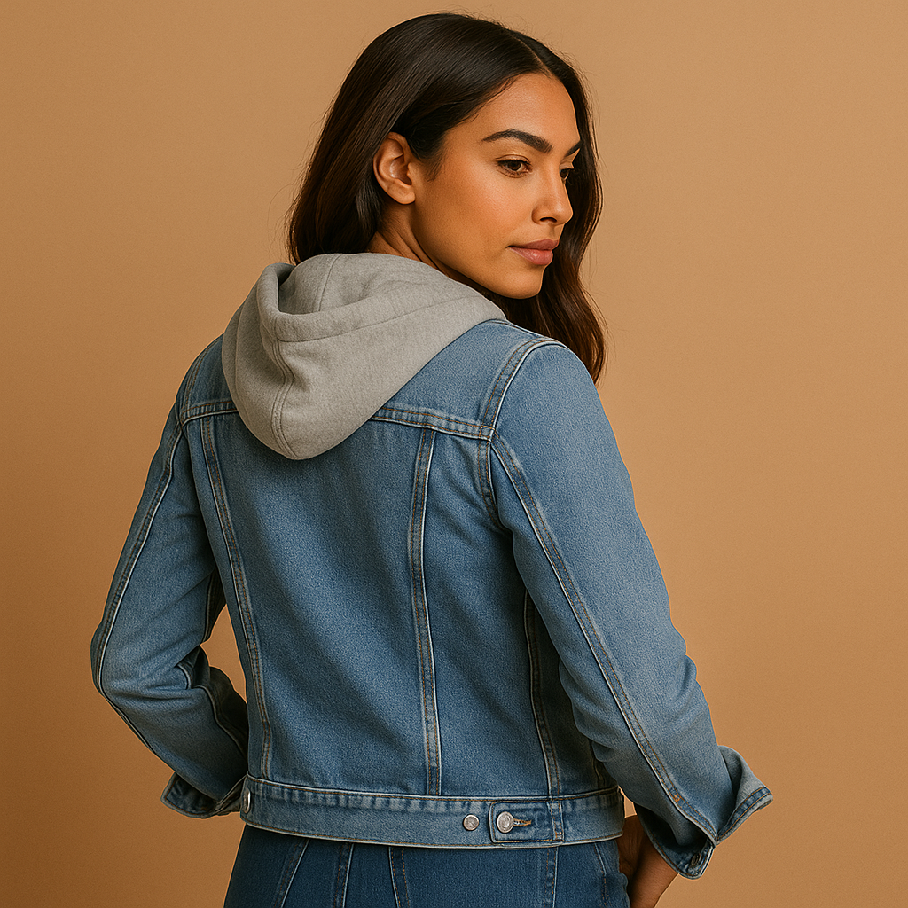 Denim jacket with hood for women | Harper