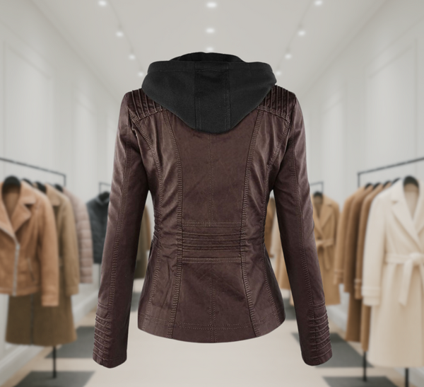 Chic Leather Jacket with Hood for Women