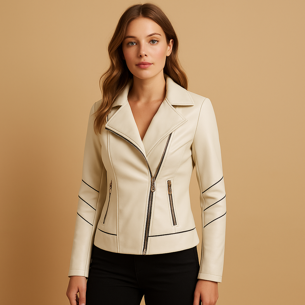 Elegant faux leather jacket for women | Hannie