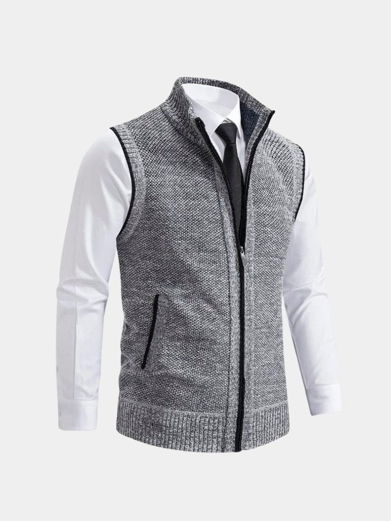 Elegant Full-Zip Sweater Vest for Men