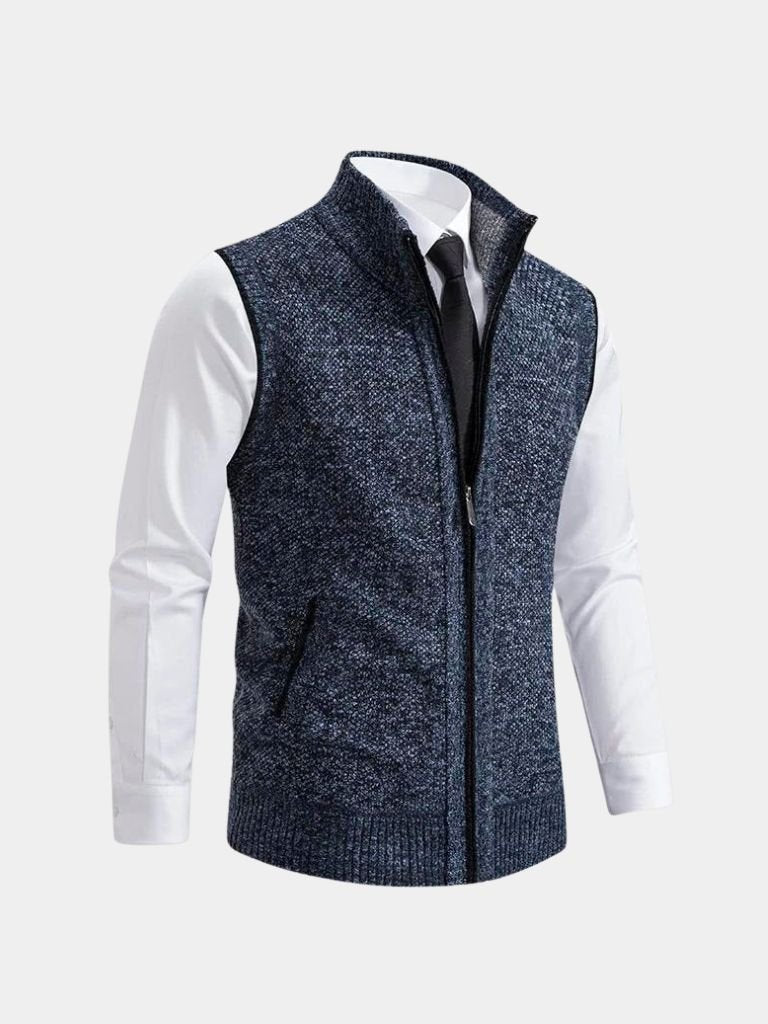 Elegant Full-Zip Sweater Vest for Men