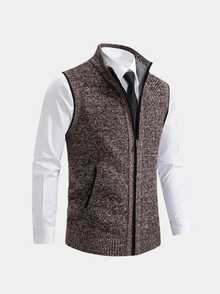 Elegant Full-Zip Sweater Vest for Men