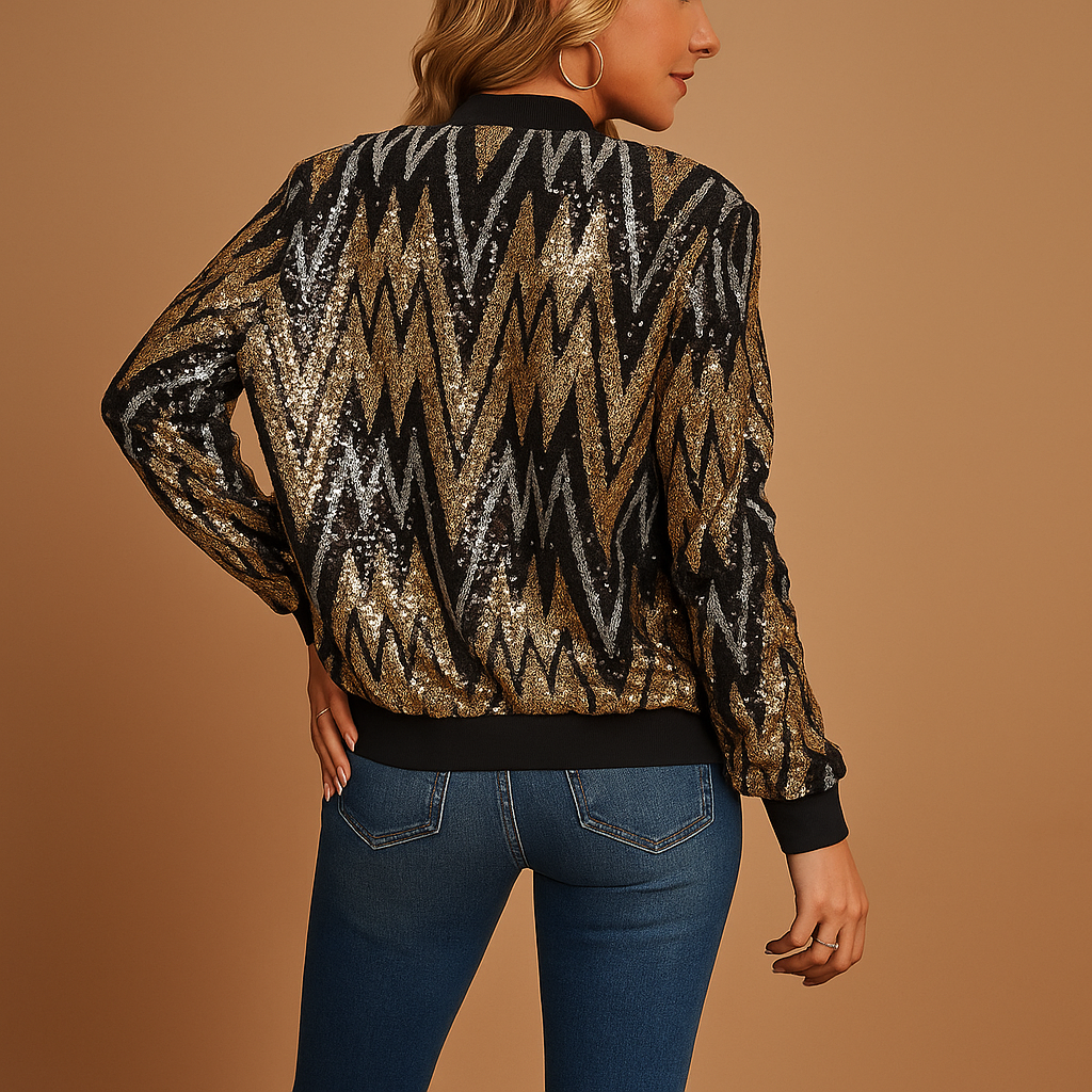 Elegant gold statement jacket for women | Harlow