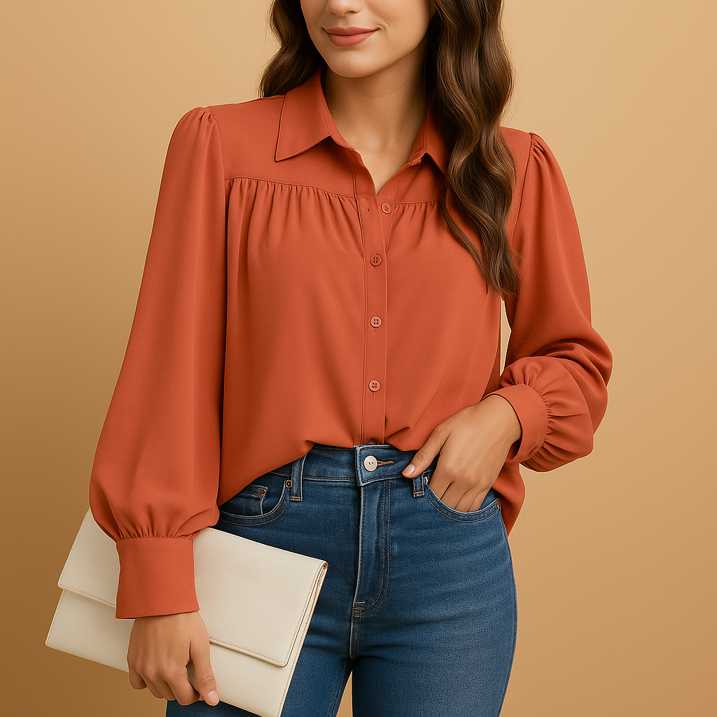 Elegant lantern sleeve blouse for women | Clara