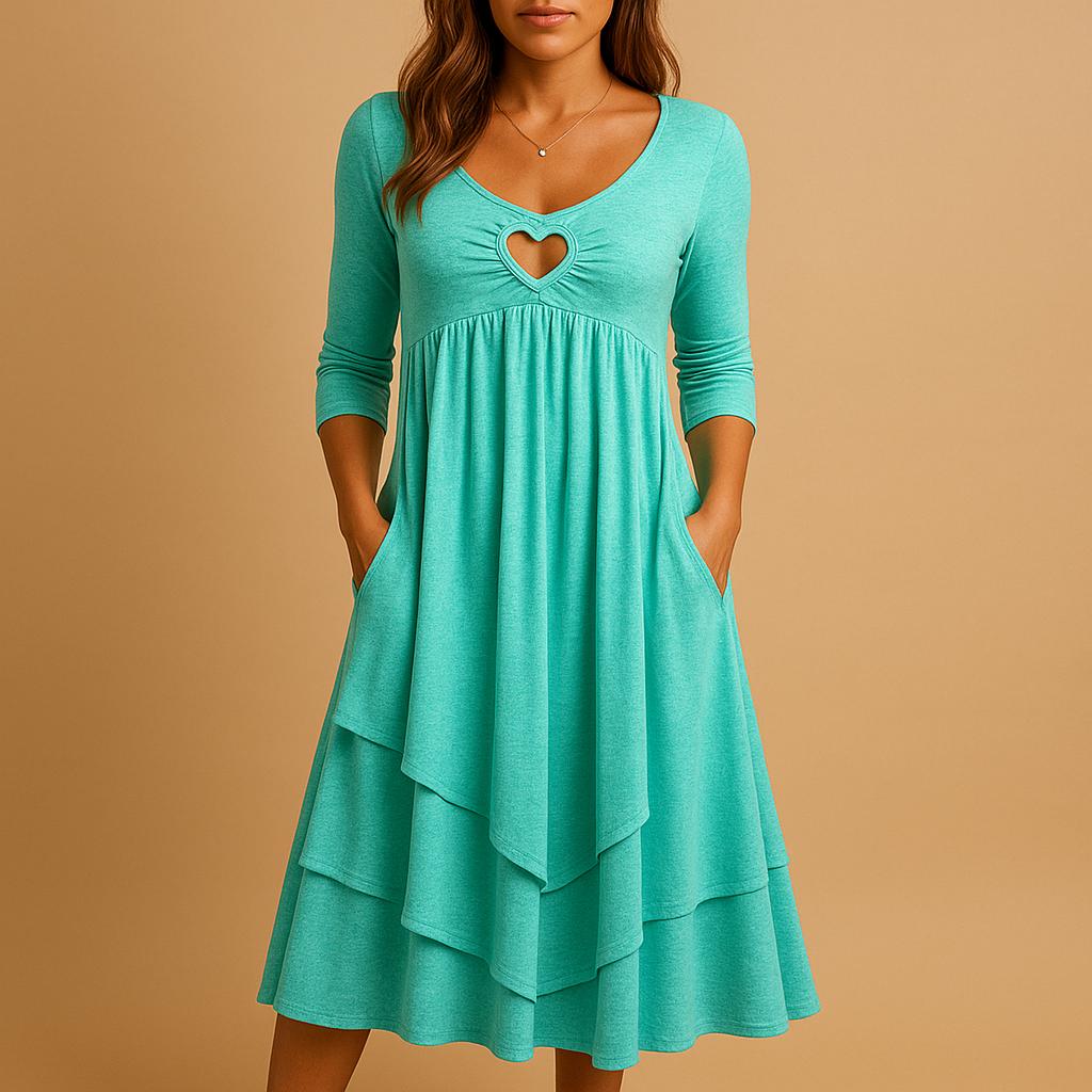 Elegant long A-line dress with pockets for women | Beatrice