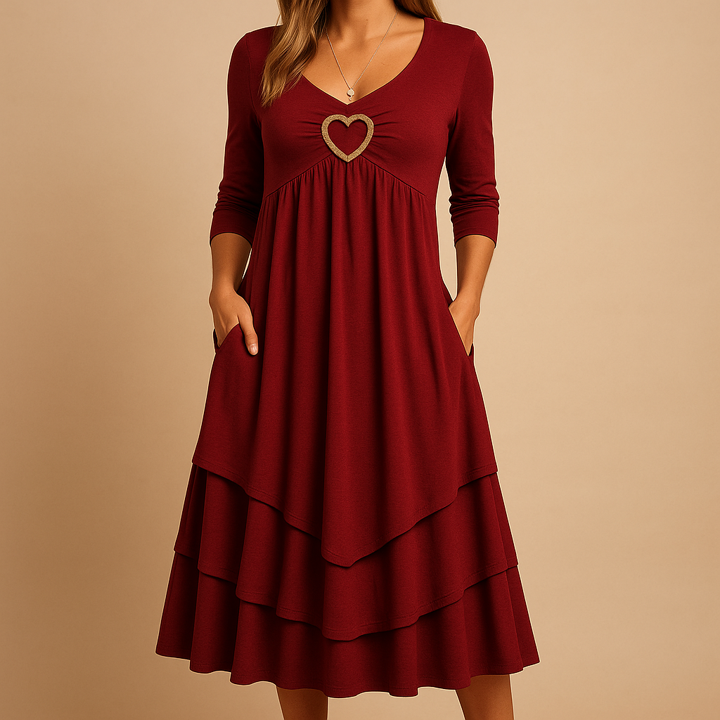 Elegant long A-line dress with pockets for women | Beatrice
