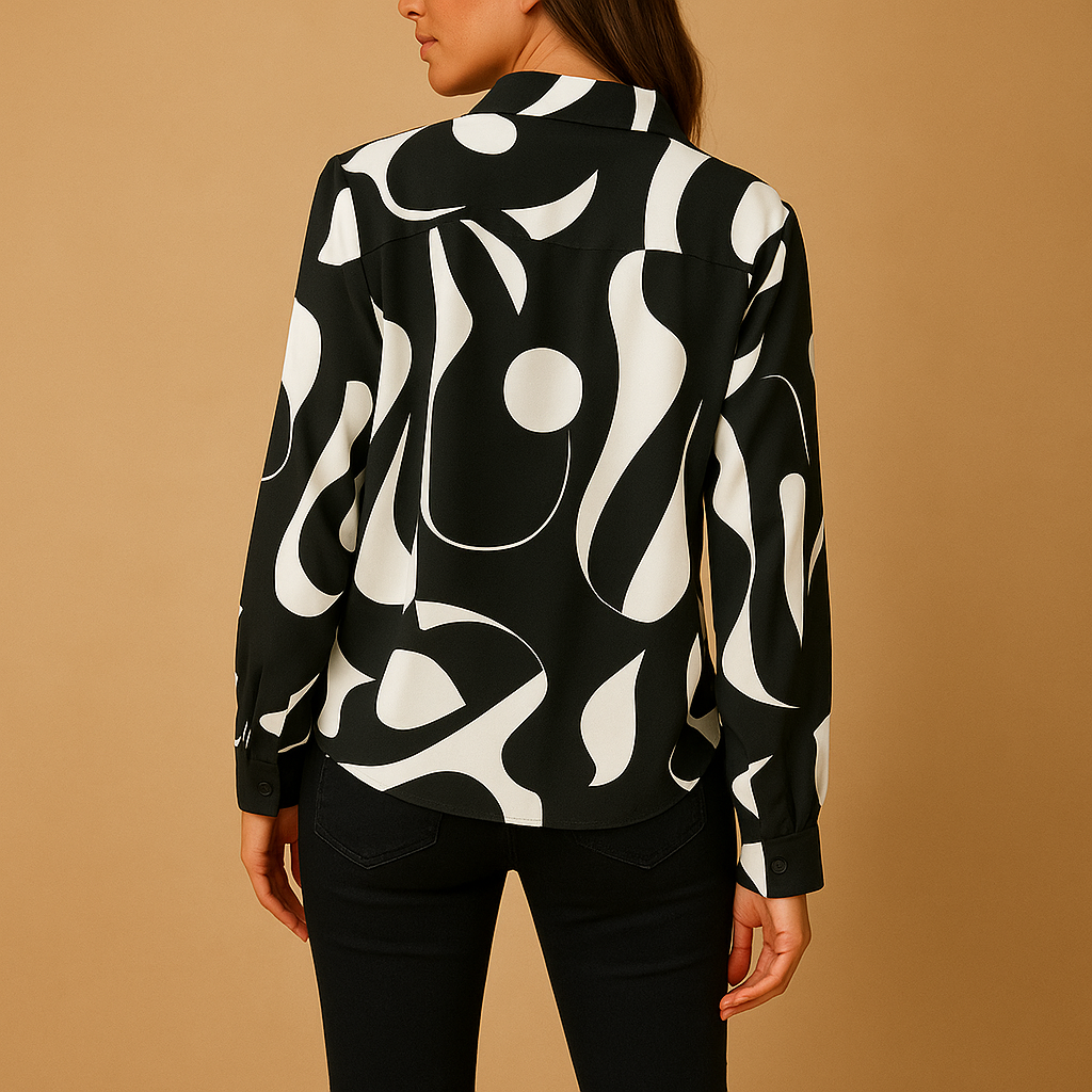 Elegant printed long sleeve blouse for women | Celeste