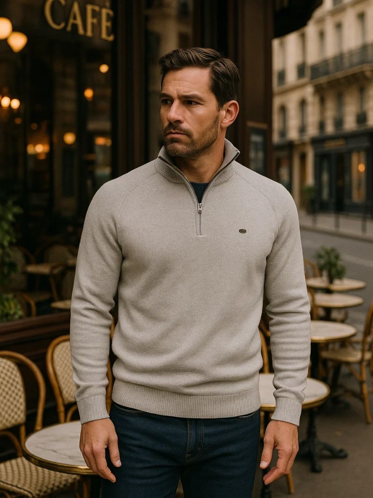Elegant Quarter Zip Sweater - Cross & Crown