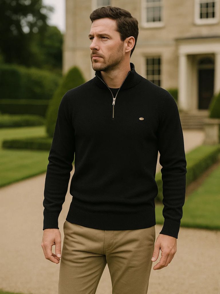 Elegant Quarter Zip Sweater - Cross & Crown