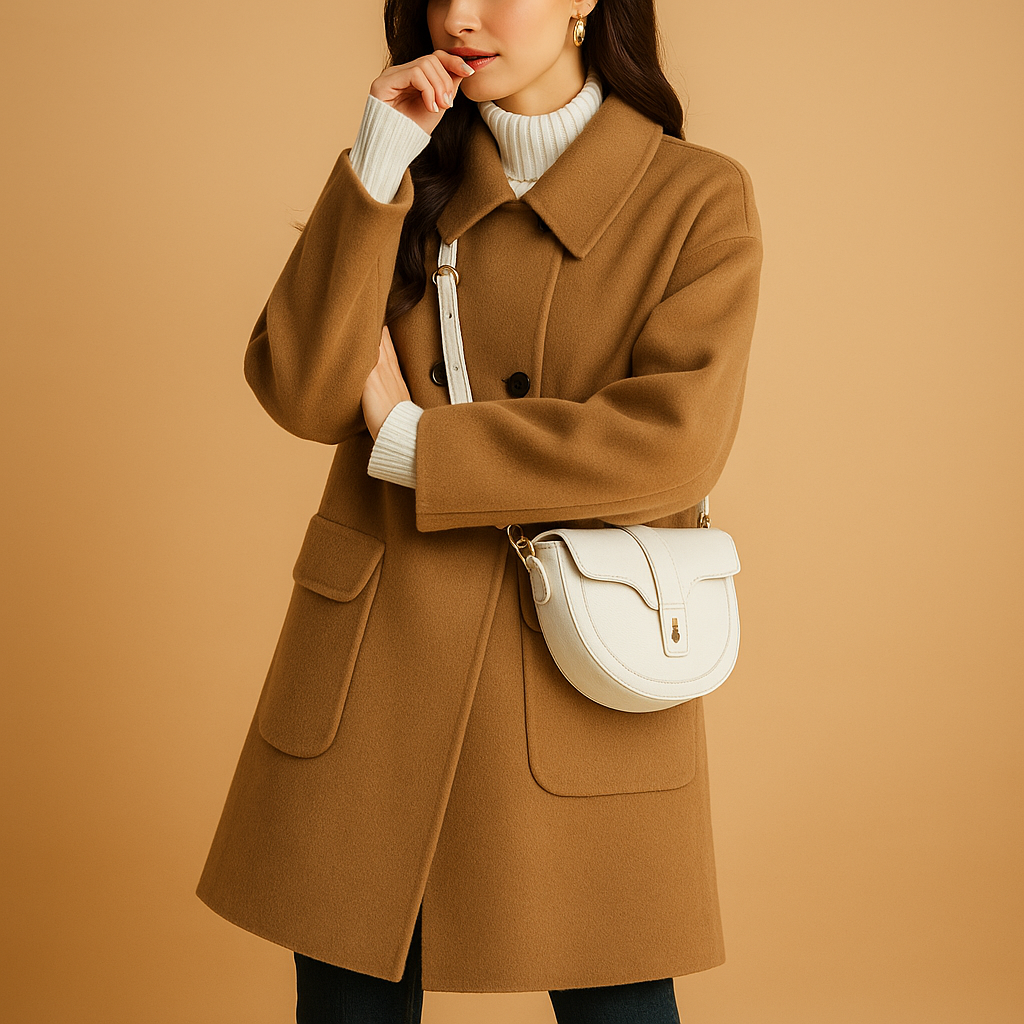 Elegant solid-color overcoat for women | Elise
