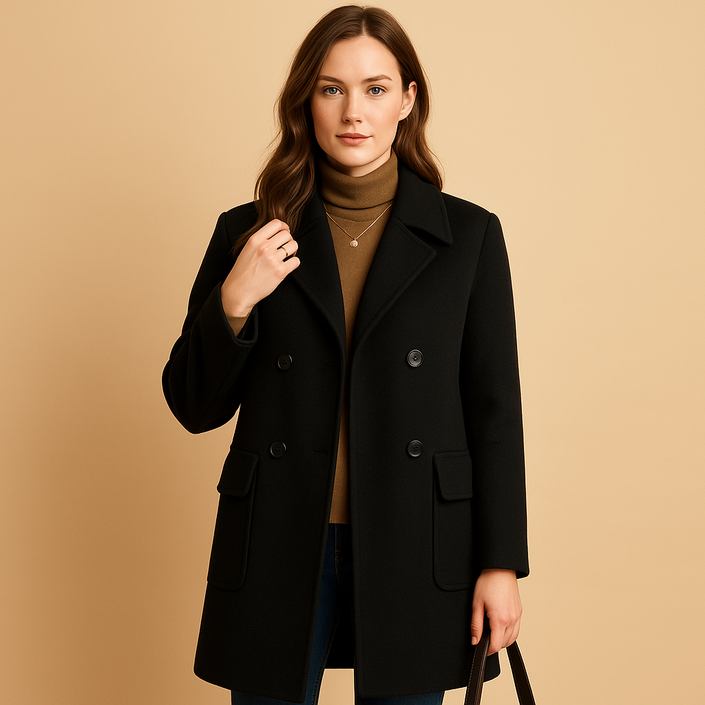 Elegant solid-color overcoat for women | Elise