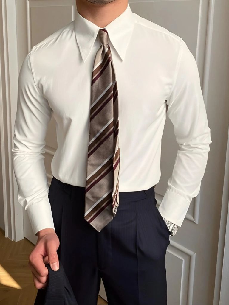 Elegant Spearpoint Collar Shirt for Men