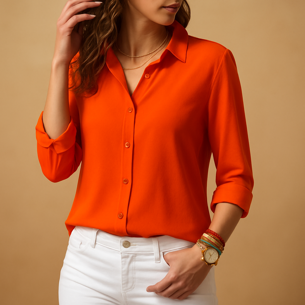 Elegant long sleeve V-neck blouse for women | Clara