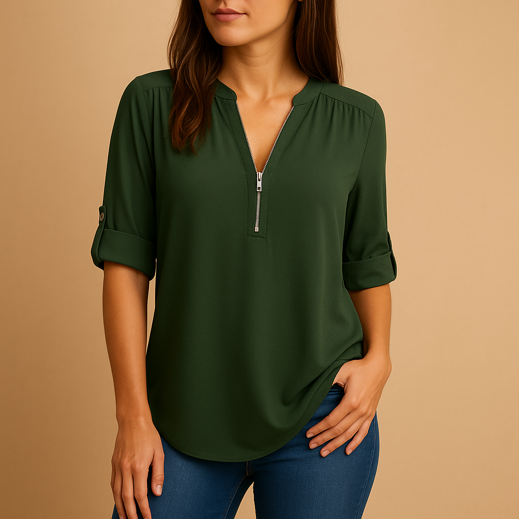 Elegant V-neck summer blouse for women | Naomi