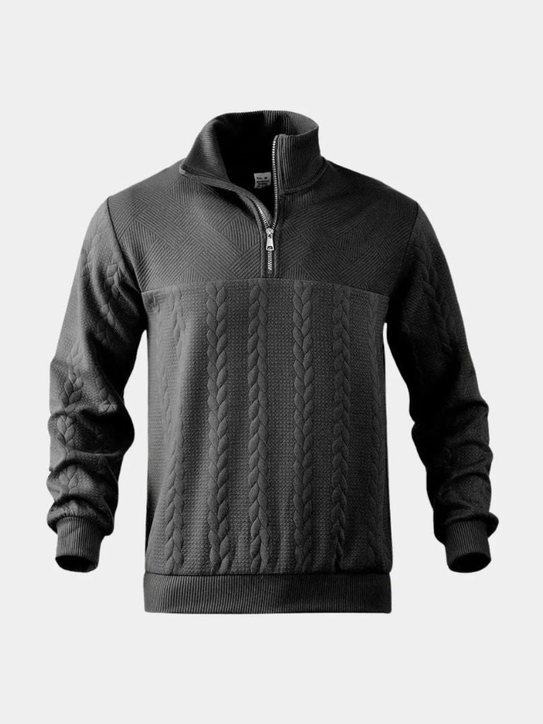 Essential Henley Quarter Zip Pullover for Men