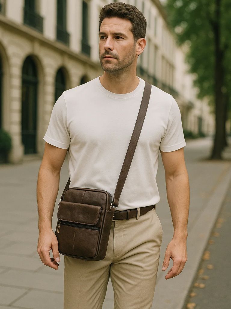 Essential Leather Shoulder Bag for Men