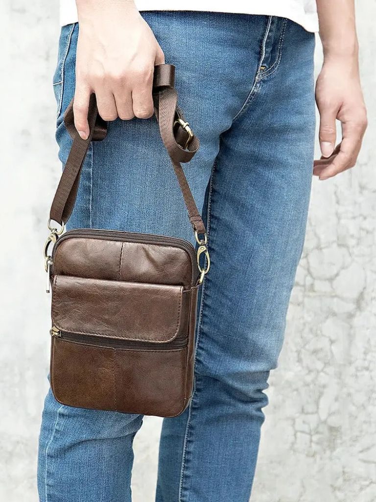 Essential Leather Shoulder Bag for Men