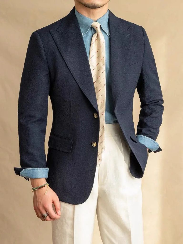 Essential Nautical Seersucker Blazer for Men