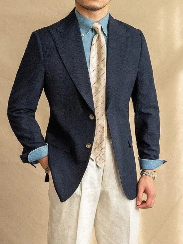 Essential Nautical Seersucker Blazer for Men