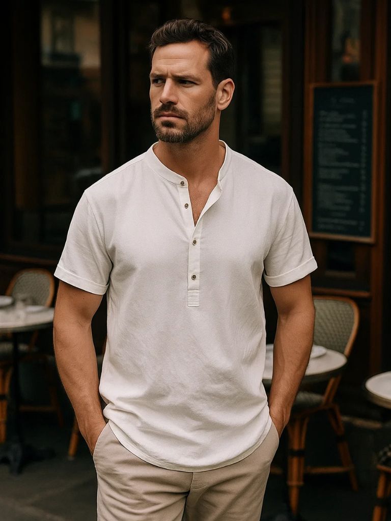 Essential Short Sleeve Linen Shirt for Men