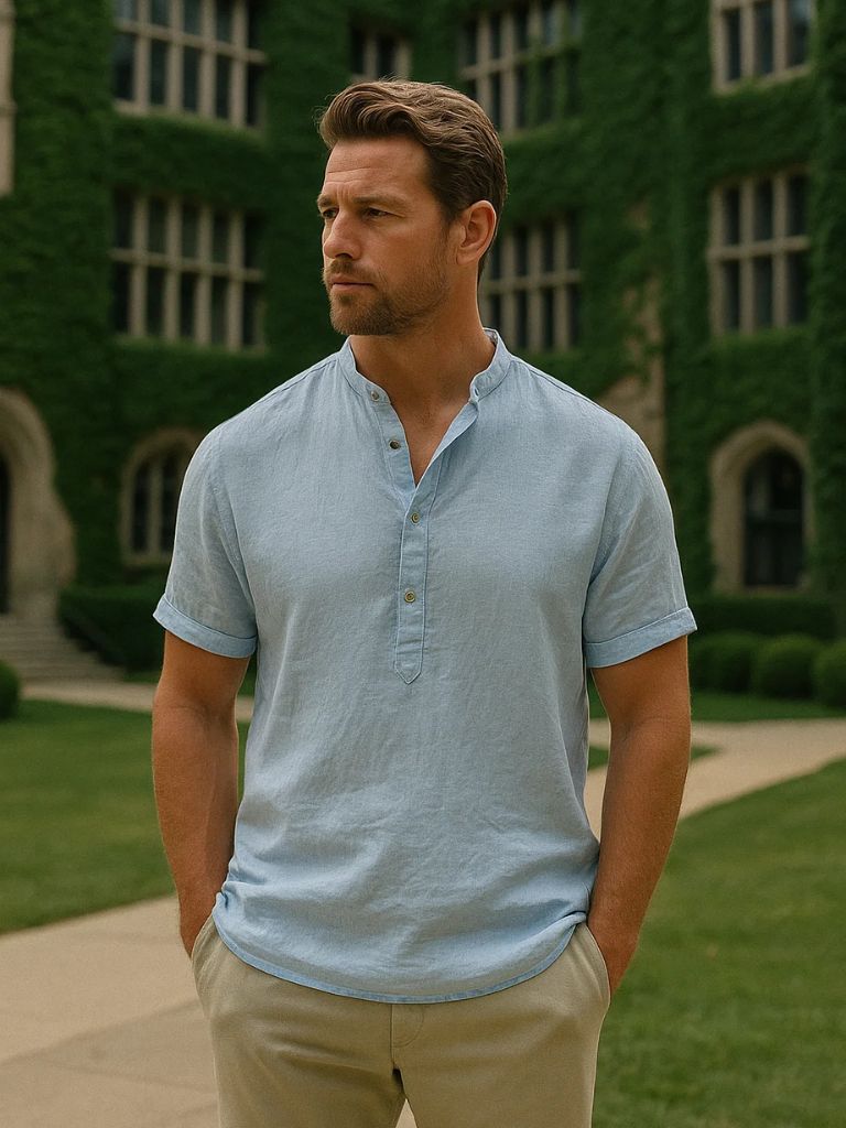 Essential Short Sleeve Linen Shirt for Men