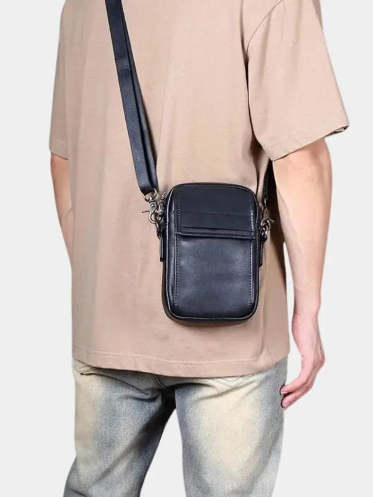 Essential Small Leather Shoulder Bag for Men