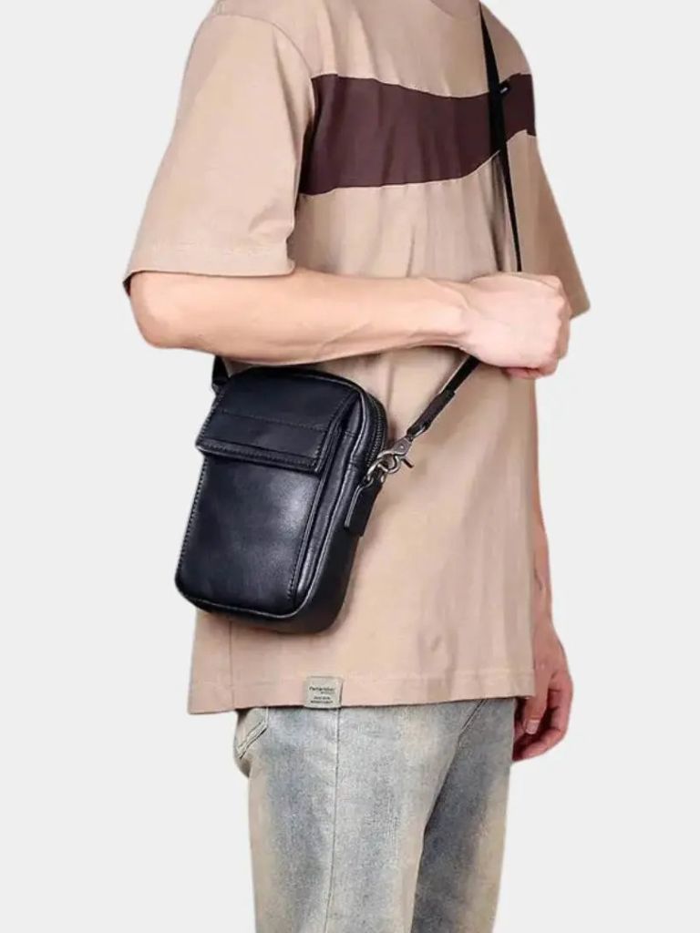 Essential Small Leather Shoulder Bag for Men
