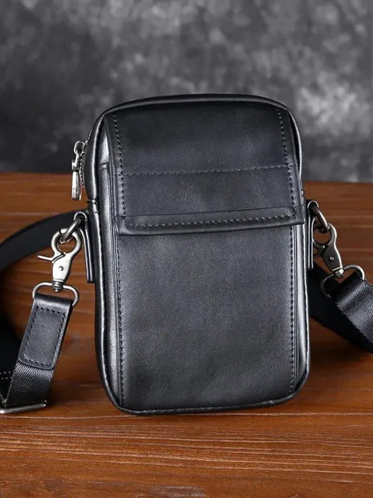 Essential Small Leather Shoulder Bag for Men