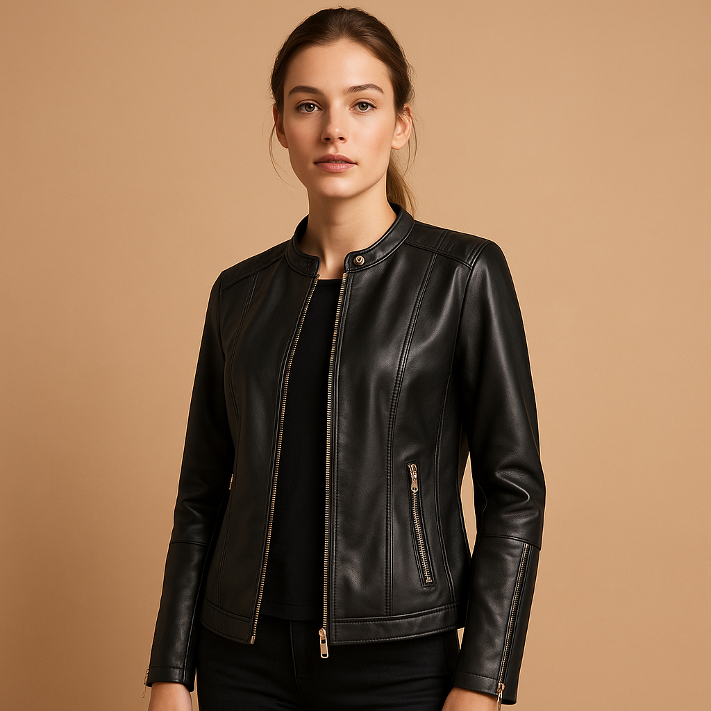 Faux leather biker jacket for women | Brielle