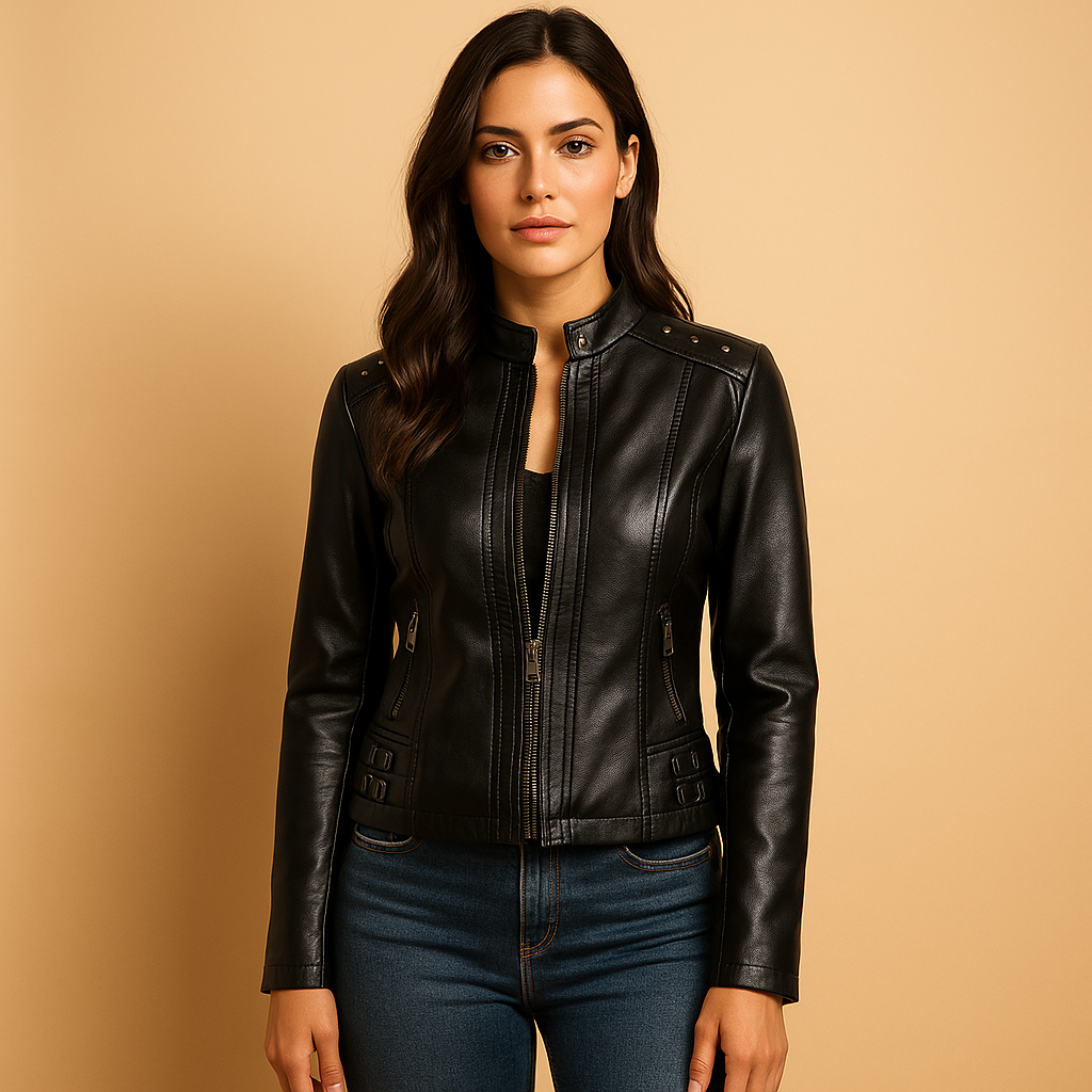 Faux leather biker jacket for women | Najla