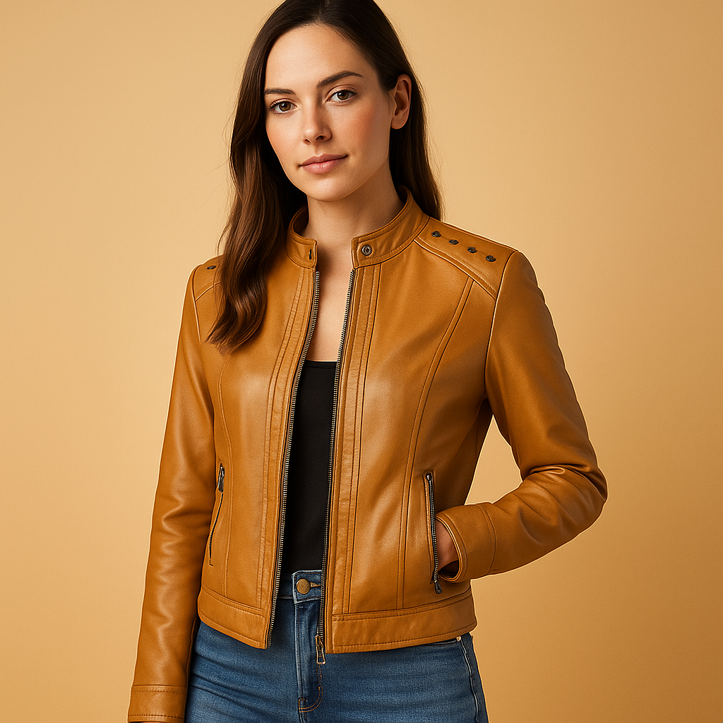 Faux leather biker jacket for women | Najla