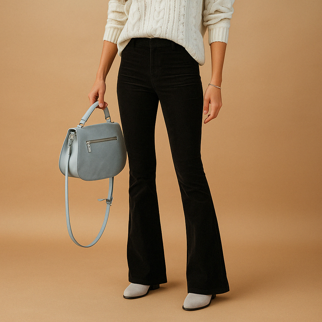 Flared corduroy pants with retro look for women | Maisie