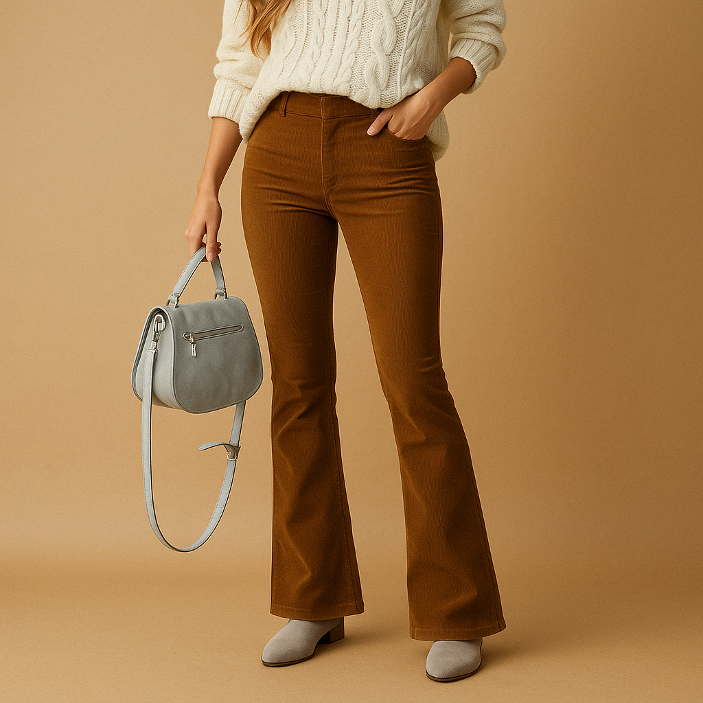 Flared corduroy pants with retro look for women | Maisie