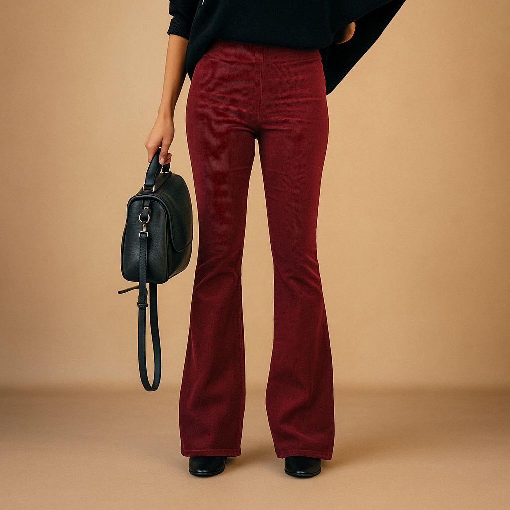Flared corduroy pants with retro look for women | Maisie