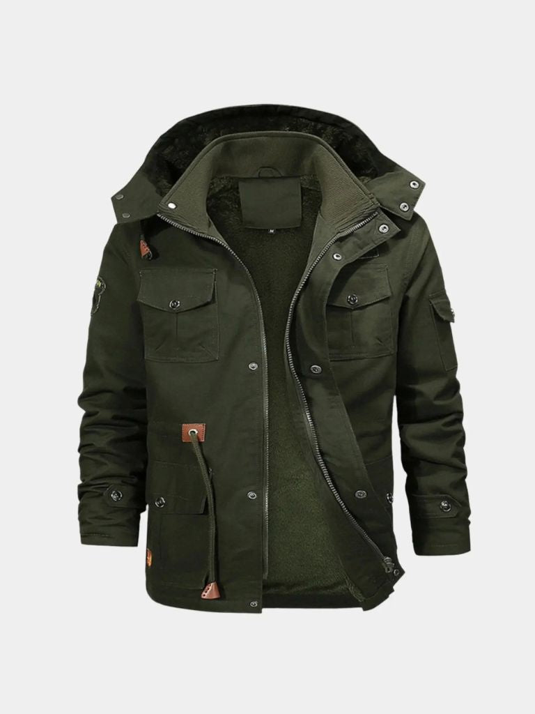 Fleece Hooded Bomber Jacket for Men