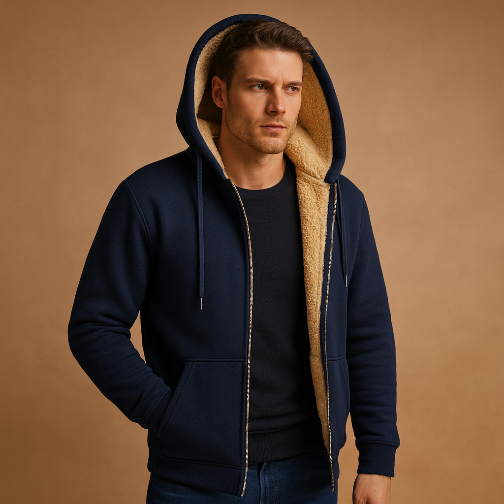 Fleece sweater with fur lining for men | Nathan